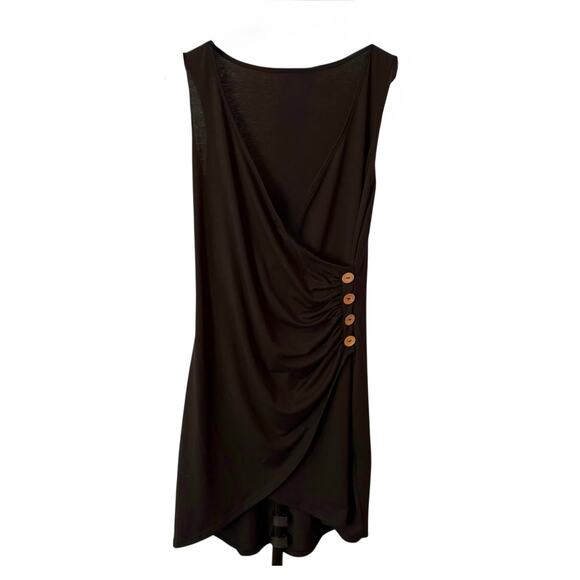 Nearly New SHEIN Black Wrap Dress with buttons - Picture 1 of 8